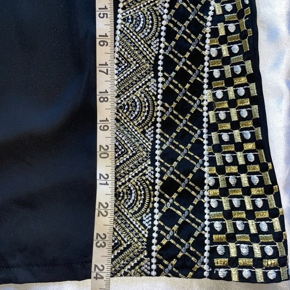Lulumari Black Silky Halter Top Metallic Thread Embroidered Accent Panels Sz S - Picture 12 of 16
